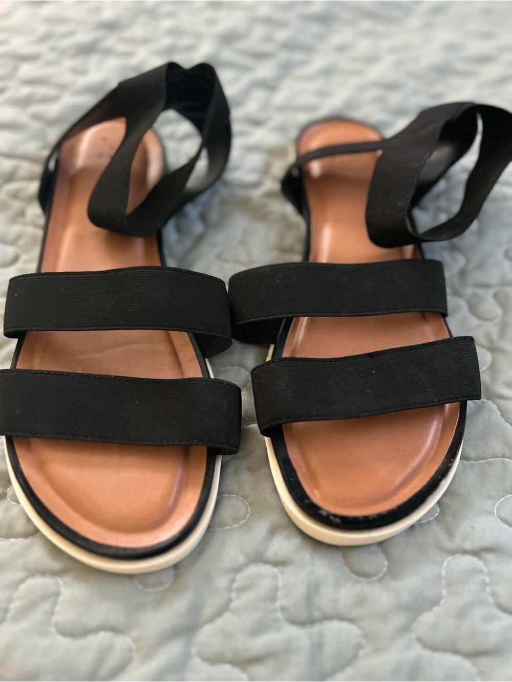 a new day Black Strappy Ankle-Tie Flat Sandals